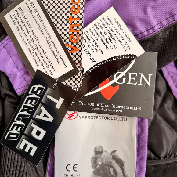 NexGen Women’s CE Armored Motorcycle Jacket. S Purple/Black | Vented, Reflective - Picture 15 of 16